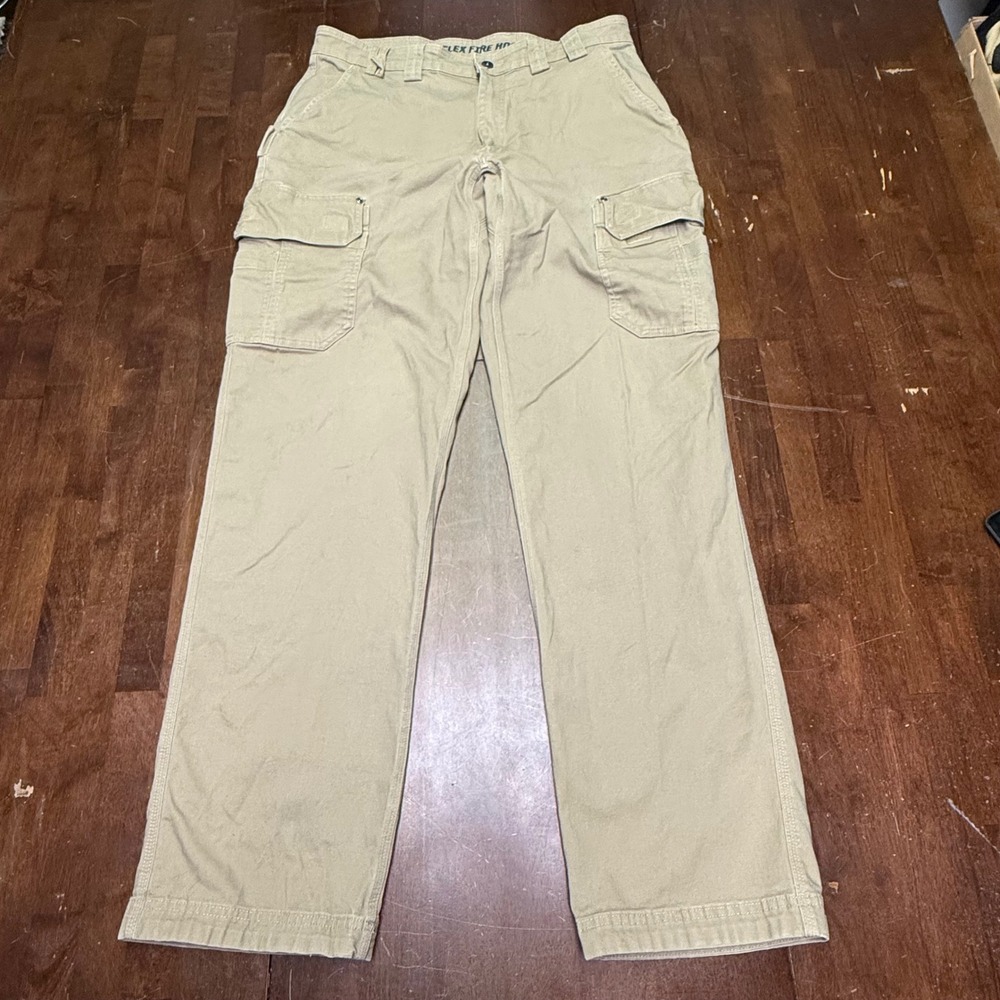 Duluth Trading Co Flex Fire Hose Cargo Pants Mens 36x36 Khaki Relaxed Fit 45507C